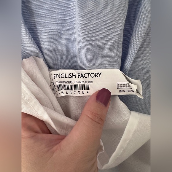 ENGLISH FACTORY Women's Quinn Dress Tier Mini Swing Serenity Blue XS Tuckernuck - Picture 10 of 11